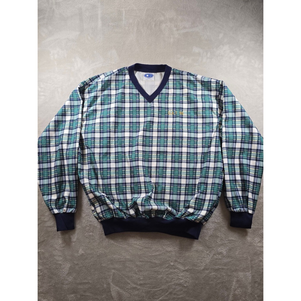 Vintage Starbus Weather Screen Windbreaker Men XL Plaid V-Neck DAT 96 USA Made
